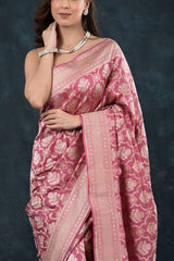 Mauve Handwoven Banarasi Katan Silk Saree