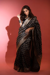 Buy Black Pure Banarasi Silk Saree Online