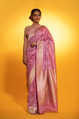 Rose Pink Handwoven Banarasi Katan Silk Saree