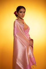 Rose Pink Handwoven Banarasi Katan Silk Saree