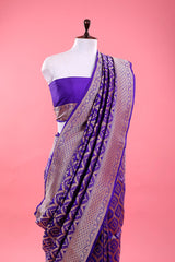 Purple Ethnic Woven Banarasi Katan Silk Saree
