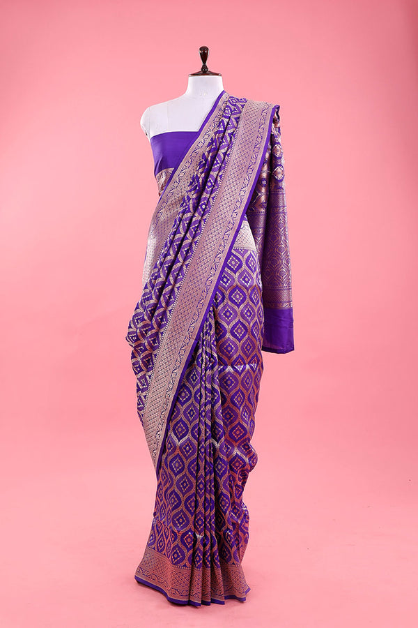 Buy Purple Pure Banarasi Silk Saree Online