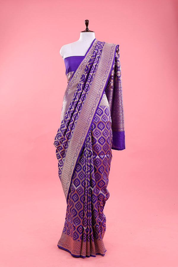 Purple Ethnic Woven Banarasi Katan Silk Saree At Chinaya Banaras