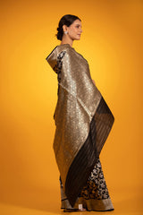 Black Sonarupa Floral Jaal Woven Banarasi Katan Silk Saree