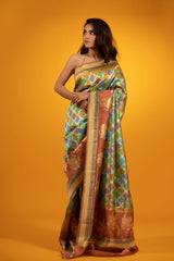 Rust Brown Rangkat Handwoven Banarasi Katan Silk Saree - Chinaya Banaras