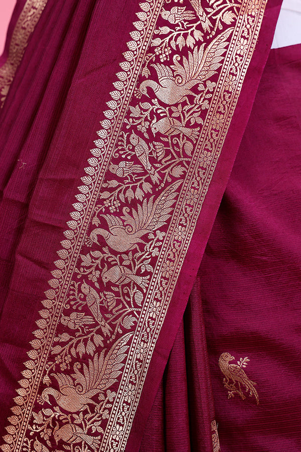 Deep Purple Ethnic Handwoven Banarasi Silk Saree - Chinaya Banaras