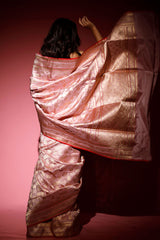Glam Pink Ethnic Handwoven Banarasi Katan Silk Saree