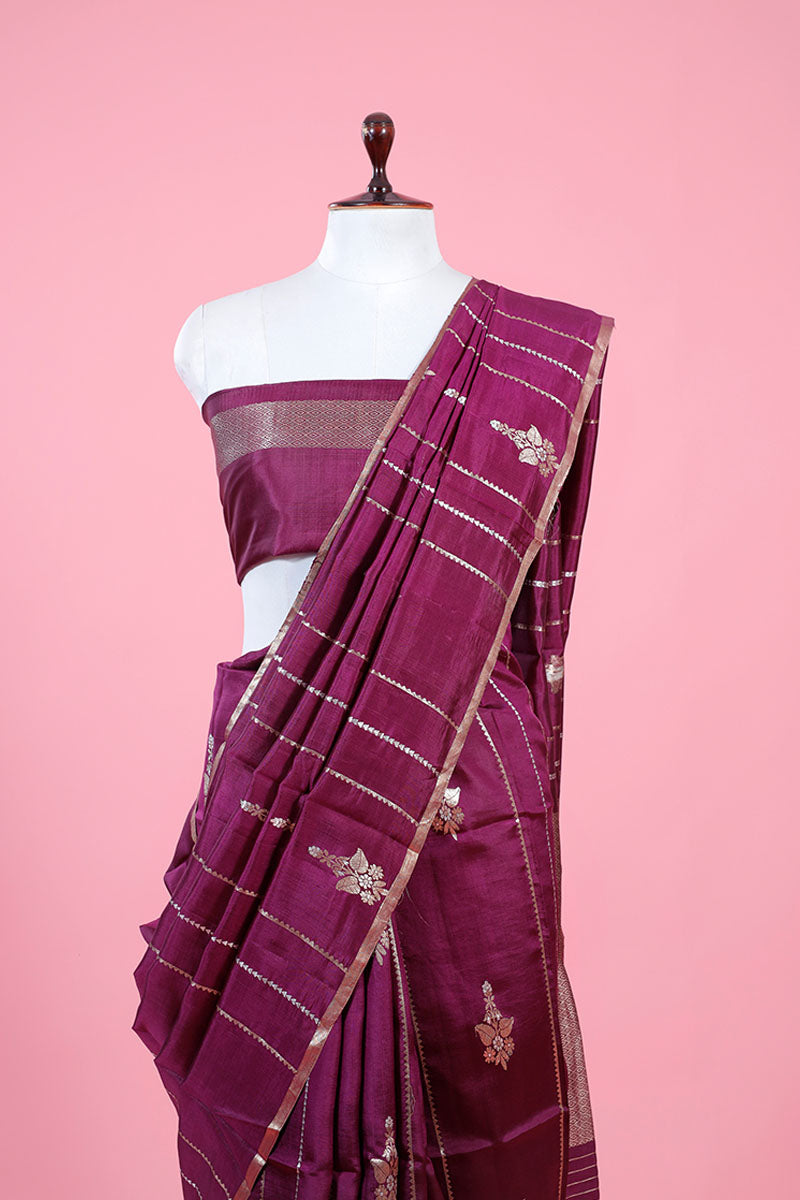 Purple Ethnic Handwoven Banarasi Silk Saree