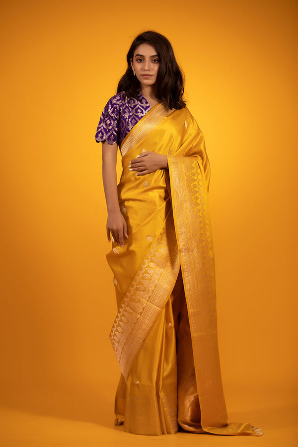 Women In Handwoven Banarasi Satin Silk Saree at Chinaya Banaras 