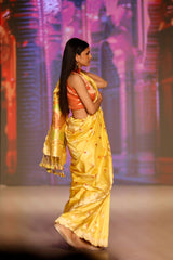 Light Yellow Kadhwa Woven Embellished Banarasi Katan Silk Saree - Chinaya Banaras
