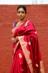 Magenta Pink Ethnic Handloom Banarasi Silk Saree