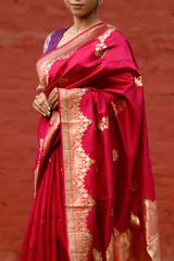 Magenta Pink Ethnic Handwoven Banarasi Silk Saree