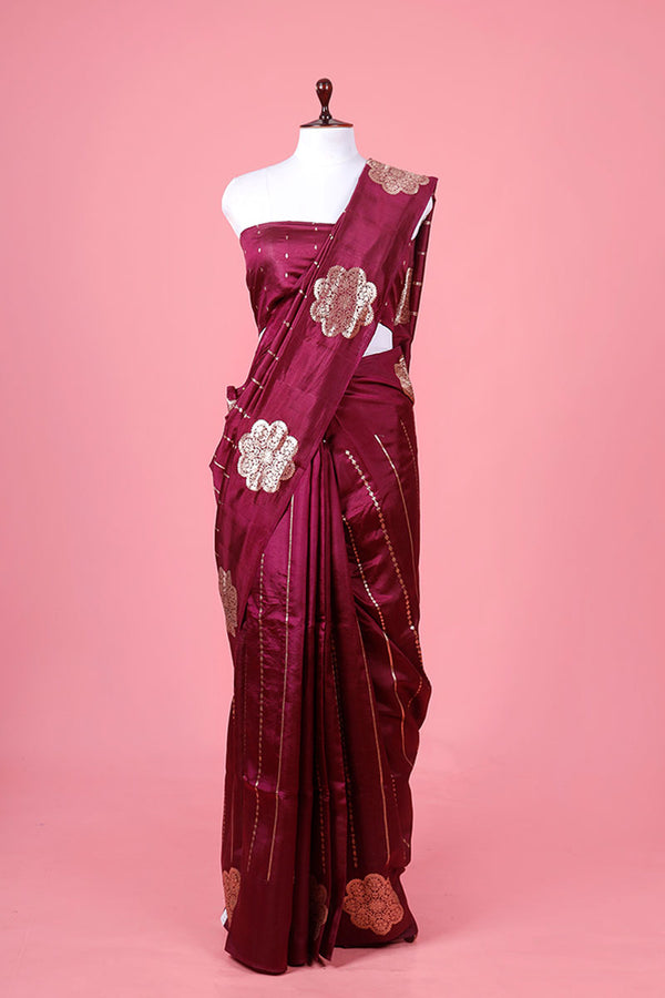 Maroon Banarasi Silk Saree By Chinaya Banaras