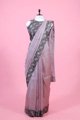 Embellished Organza Silk Saree With Stitched Blouse By Chinaya Banaras
