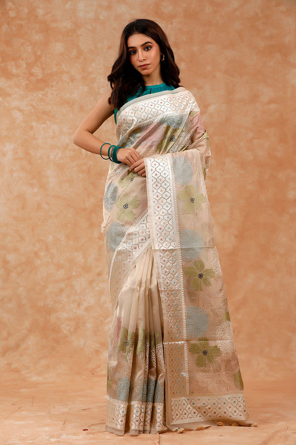 Embroidered Tissue Silk Saree By Chinaya Banaras