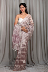 Women In Mauve Embellished Tissue Silk Saree At Chinaya Banaras