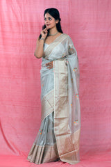 Grey Glam Banarasi Kota Tissue Silk Saree - Chinaya Banaras