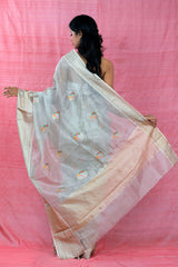 Grey Glam Banarasi Kota Tissue Silk Saree - Chinaya Banaras