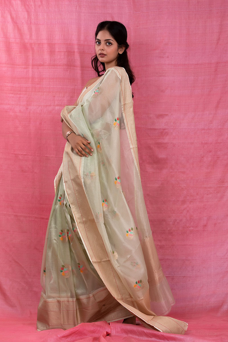 Green Glam Banarasi Kota Doria Saree - Chinaya Banaras