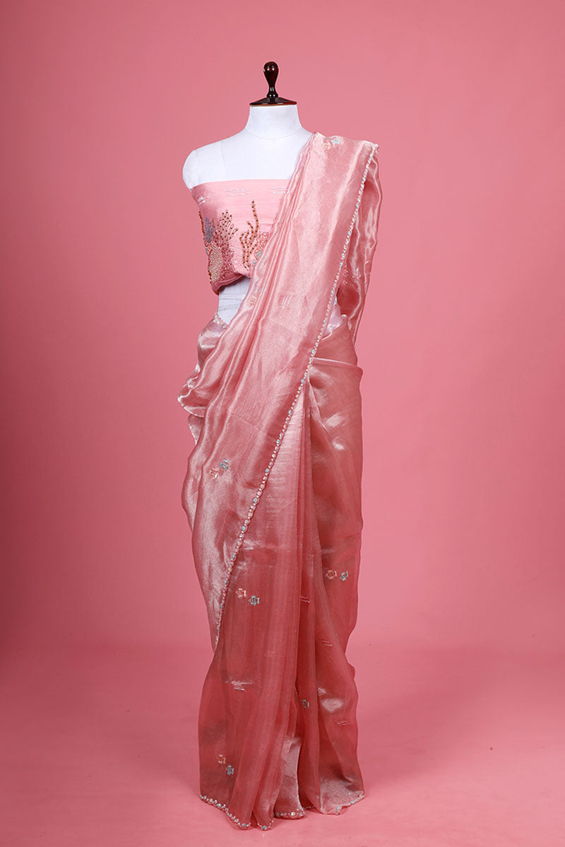 Marine Embellished Tissue Silk Saree By Chinaya Banaras