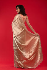 Rose Gold Embellished Tissue Silk Saree - Chinaya Banaras