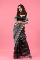 Black Embellished Tissue Silk Saree - Chinaya Banaras