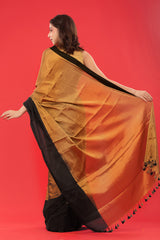 Gold And Brown Woven Tissue Silk Saree