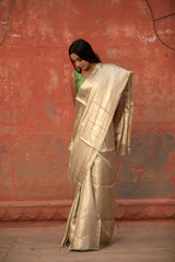 Sage Green Woven Tissue Silk Saree - Chinaya Banaras