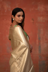 Sage Green Woven Tissue Silk Saree - Chinaya Banaras