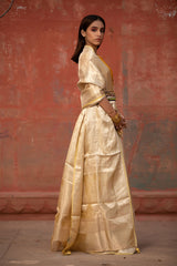 Butter Yellow Woven Tissue Silk Saree - Chinaya Banaras