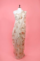 Shimmery White  saree, Tissue silk saree, Bollywood sari, wedding saree, party wear saree