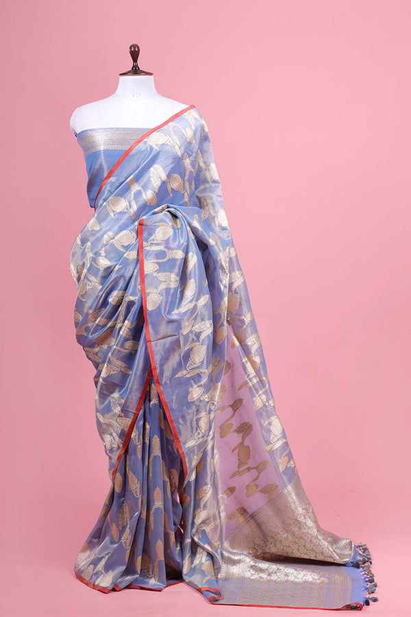 Blue Tissue Silk Saree By Chinaya Banaras