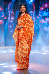 Women In Peach Tissue Silk Saree By Chinaya Banaras