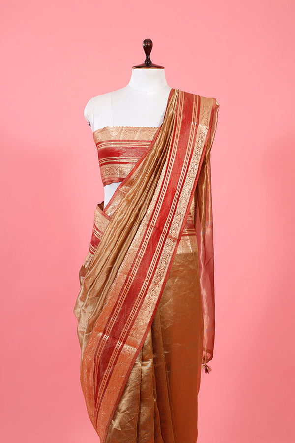 Golden Ethnic Woven Tissue Silk Saree