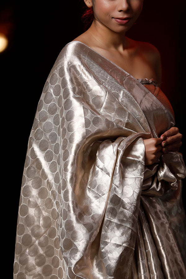 Silver Slush Handwoven Tissue Silk Saree