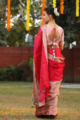 Magenta Pink Woven Tissue Silk Banarasi Saree