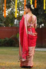 Magenta Pink Woven Tissue Silk Saree