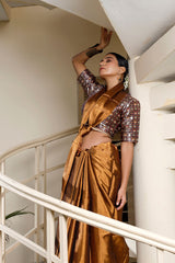 Copper Gold Woven Tissue Silk Saree