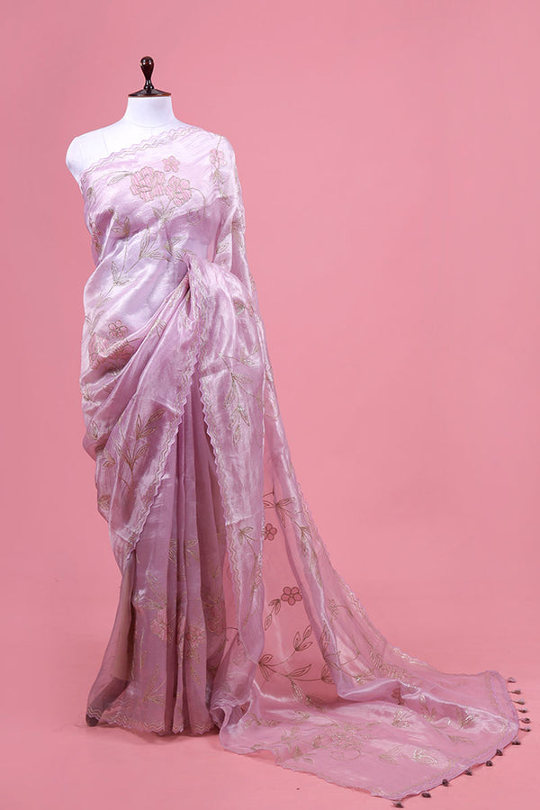 Pink Tissue Saree By Chinaya Banaras
