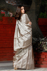 Grey Woven Tissue Silk Saree