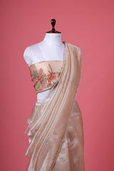 Marine Embellished Tissue Silk Saree
