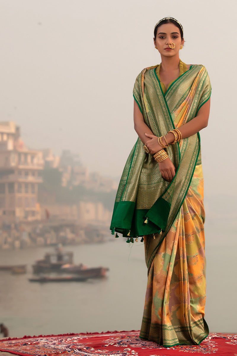 Rangkat Handwoven Chiniya Silk Saree - Chinaya Banaras