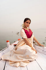 Pearl White Sonarupa Handwoven Banarasi Silk Saree - Chinaya Banaras