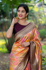 Alkananda Bodapaty In Multicolor Rangkat Handwoven Banarasi Katan Silk Saree - Chinaya Banaras