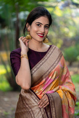 Alkananda Bodapaty In Multicolor Rangkat Handwoven Banarasi Katan Silk Saree - Chinaya Banaras