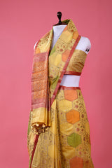Light Yellow Rangkat Woven Chiniya Silk Saree - Chinaya Banaras