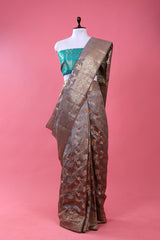 chiniya silk saree, Grey saree, silk saree, party wear saree, designer saree, banarasi saree, festive wear saree, wedding saree