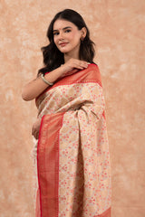 Pastel Ivory Woven Casual Silk Saree - Chinaya Banaras