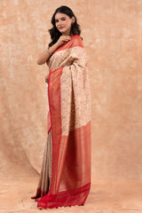 Pastel Ivory Woven Casual Silk Saree - Chinaya Banaras