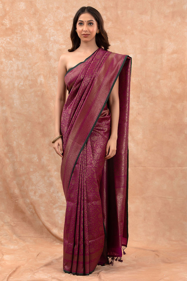 Women In  Purple  Woven Casual SIlk Saree At Chinaya Banaras